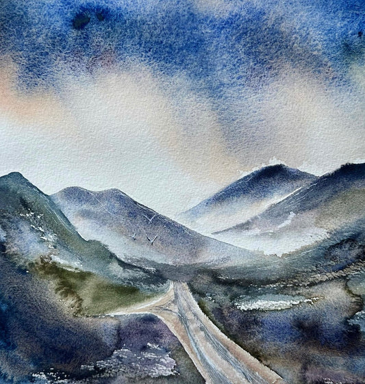Rainy Ilkley Moor - Mounted Original Watercolour Painting