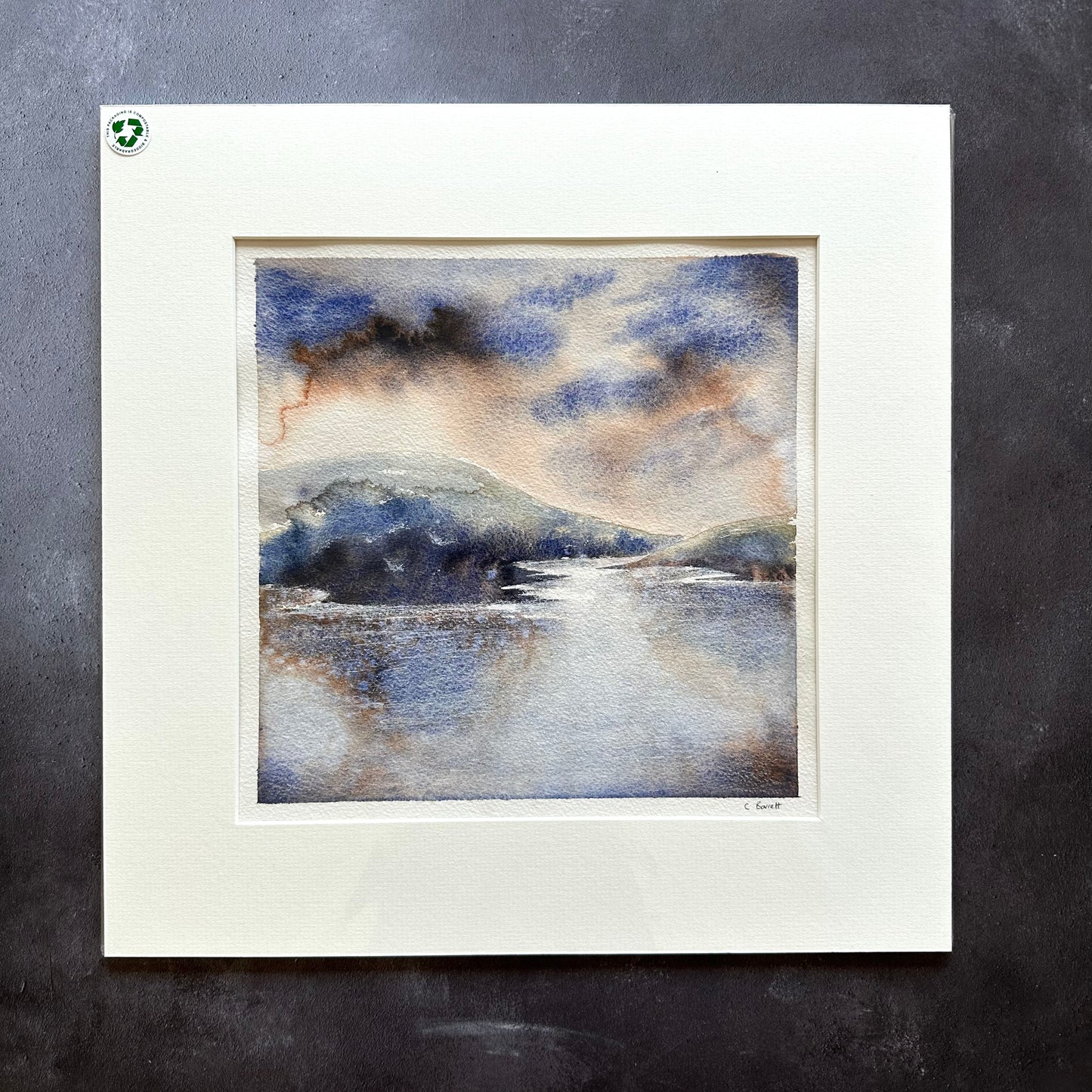 Lakes and Clouds - Mounted Original Watercolour Painting