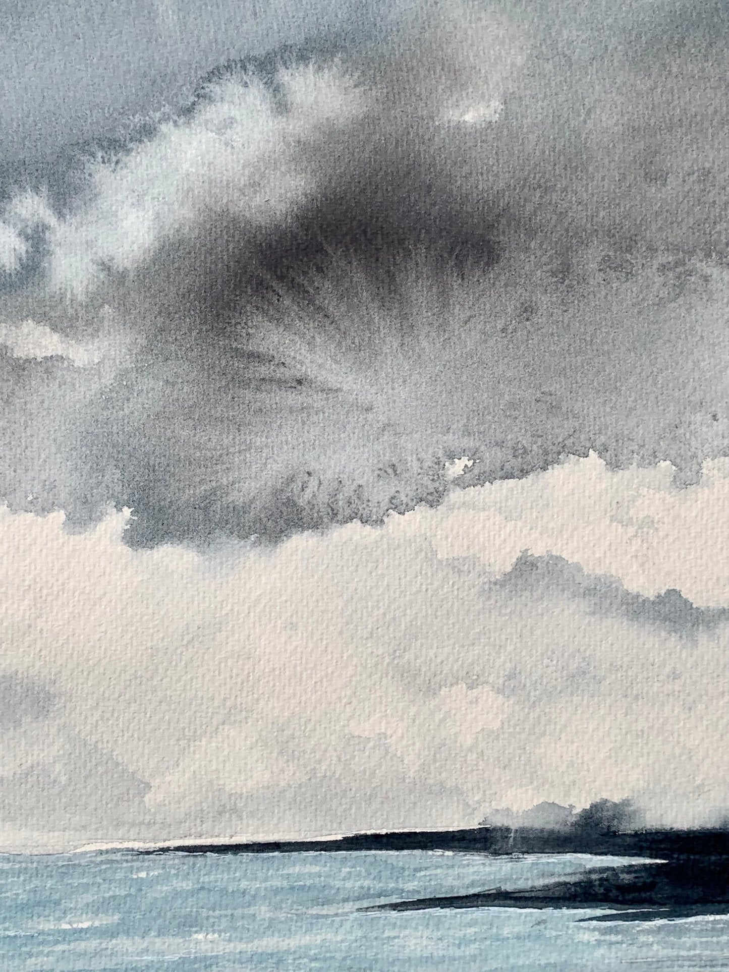 Cloudy Cornish Bay - Original Large Watercolour Painting