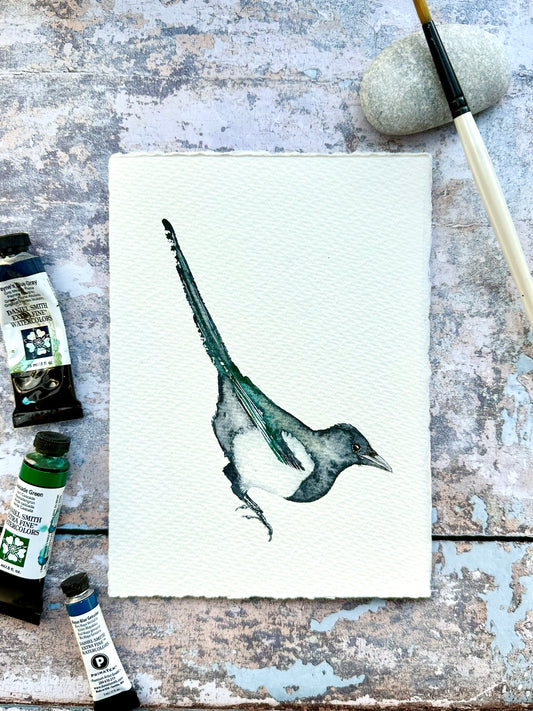 One For Sorrow - Little Magpie - Original Watercolour Painting