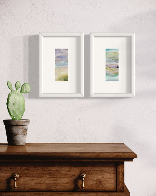 Coastal Set of Mini Watercolours - Two Original Watercolour Paintings