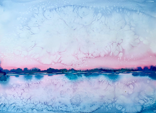 Pink Lagoon - Original Large Watercolour Painting