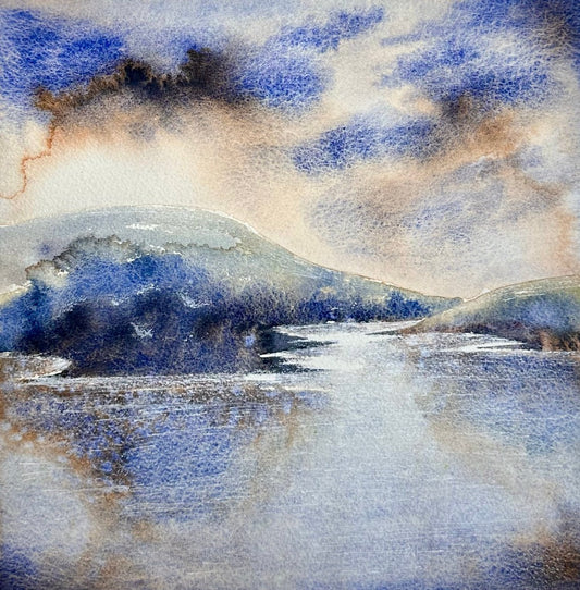 Lakes and Clouds - Mounted Original Watercolour Painting