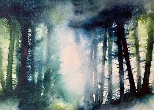 Heber's Ghyll Pines - Original Large Ink Painting